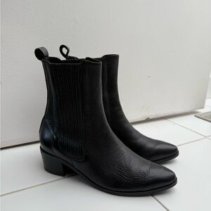 Elegant Black Leather Ankle Booties